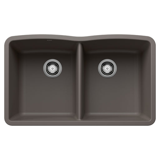Blanco 443105 Diamond SILGRANIT 32" 50/50 Double Bowl Undermount Kitchen Sink - Volcano Gray