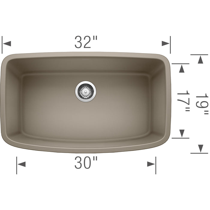 Blanco 441772 Valea SILGRANIT 32" Super Single Undermount Kitchen Sink - Truffle