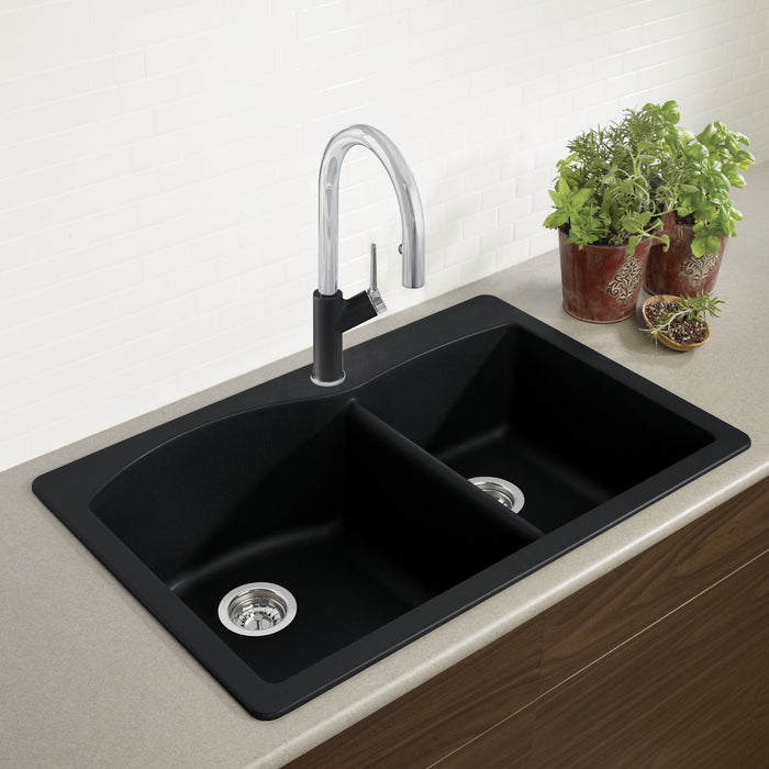 Blanco 440215 Diamond SILGRANIT 33" 60/40 Double Bowl Dual Mount Kitchen Sink - Anthracite