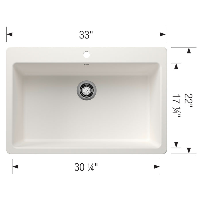 Blanco 443197 Liven SILGRANIT 33" Super Single Dual Mount Kitchen Sink - White