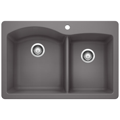 Blanco 441465 Diamond SILGRANIT 33" 60/40 Double Bowl Dual Mount Kitchen Sink - Cinder