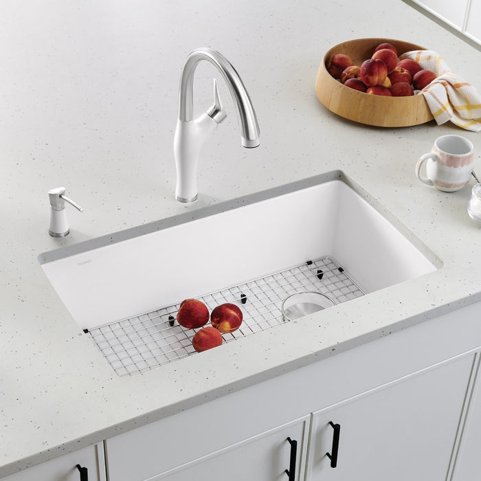 Blanco 440195 Diamond SILGRANIT 33.5" Super Single Dual Mount Kitchen Sink - White