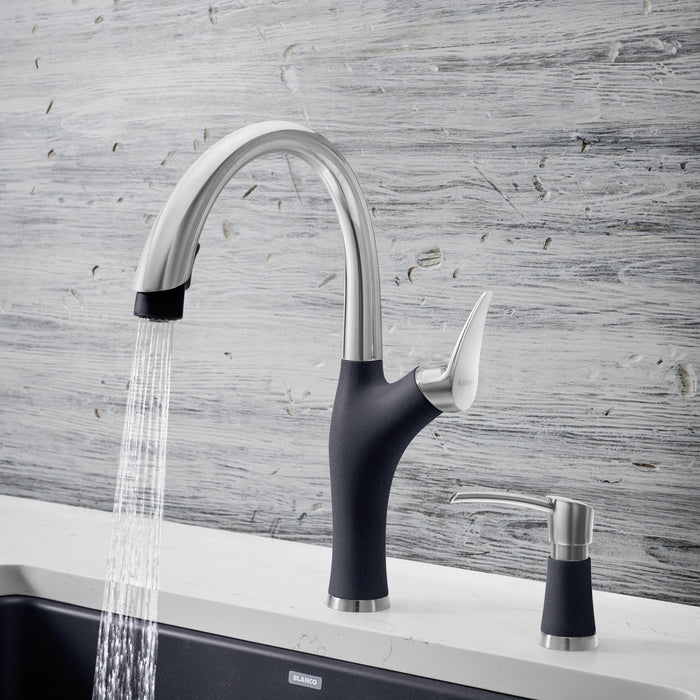 Blanco 442031 Artona Pull-Down Dual-Spray Kitchen Faucet - PVD Steel/Anthracite