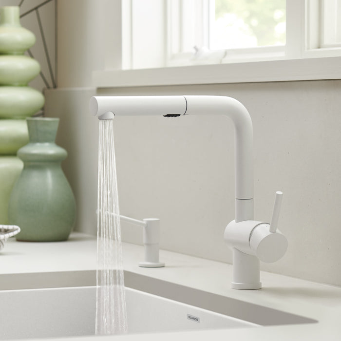 Blanco 526373 Linus Low Arc Pull-Out Dual-Spray Kitchen Faucet - White