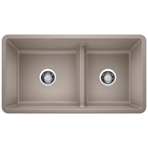 Blanco 442522 Precis SILGRANIT 33" 60/40 Reversible Double Bowl Undermount Kitchen Sink with Low Divide - Truffle
