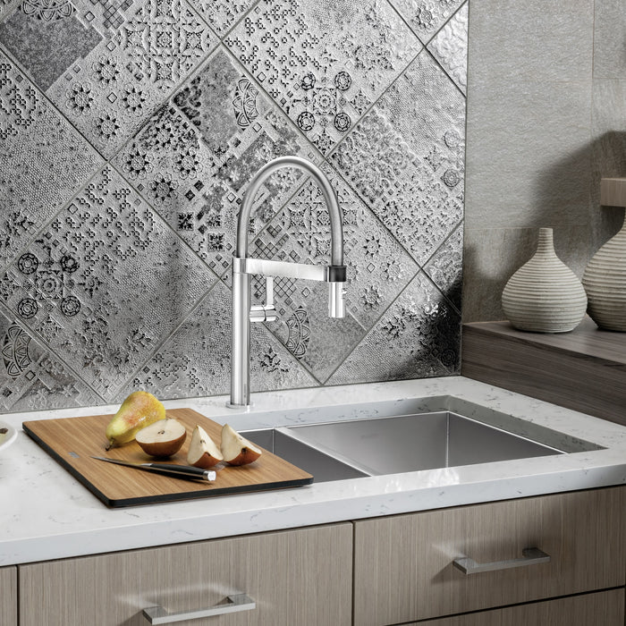 Blanco 443054 Quatrus R0 33" 60/40 Double Bowl Undermount Stainless Kitchen Sink