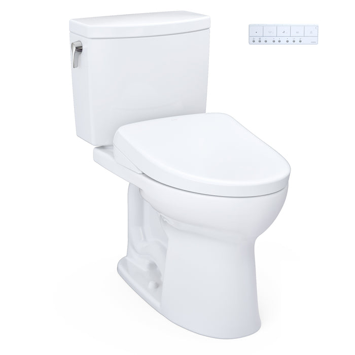 TOTO MW4544726CUFG#01 Drake II 1G Two-Piece Universal Height Toilet with Washlet+ S7 Bidet Seat, Cotton White