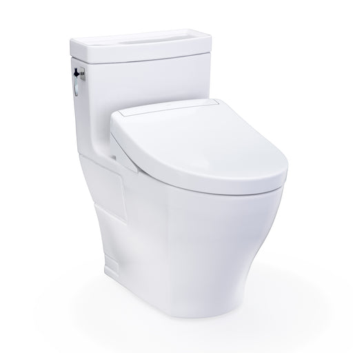 TOTO Washlet+ Aimes One-Piece Elongated 1.28 GPF Toilet and Washlet S5 Bidet Seat, Cotton White - MW6263446CEFG#01