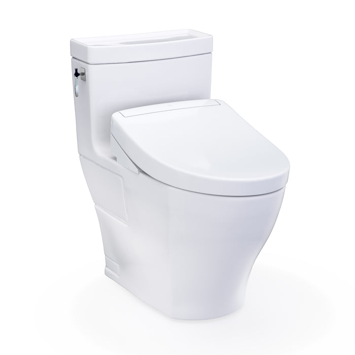 TOTO Washlet+ Aimes One-Piece Elongated 1.28 GPF Toilet and Washlet S5 Bidet Seat, Cotton White - MW6263446CEFG#01