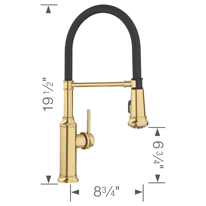 Blanco 442982 Empressa Semi-Pro Pull-Down Dual-Spray Kitchen Faucet - Satin Gold