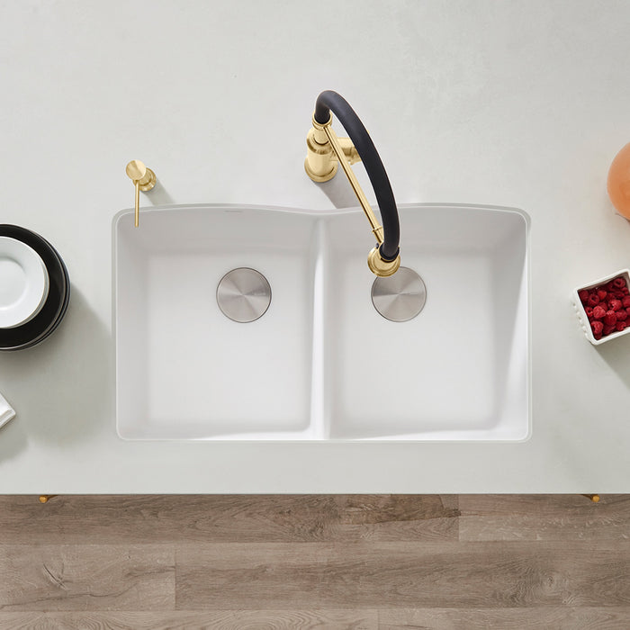 Blanco 440185 Diamond SILGRANIT 32" 50/50 Double Bowl Undermount Kitchen Sink - White