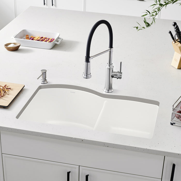 Blanco 440180 Diamond SILGRANIT 32" 60/40 Double Bowl Undermount Kitchen Sink - White