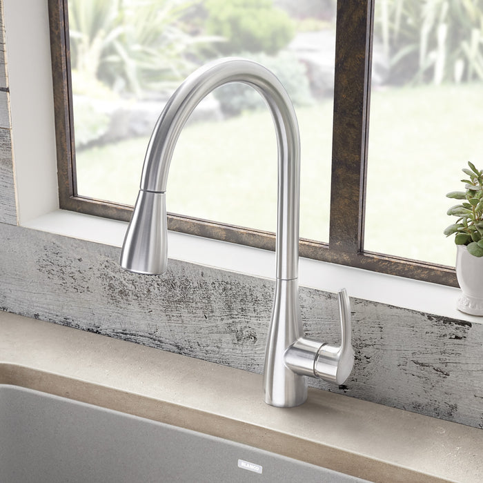 Blanco 442208 Atura Pull-Down Dual-Spray Kitchen Faucet - PVD Steel