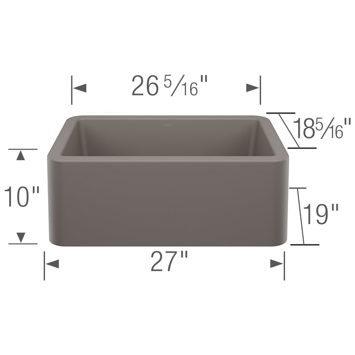 Blanco 443112 Ikon SILGRANIT 27" Single Bowl Apron-Front Farmhouse Sink - Volcano Gray