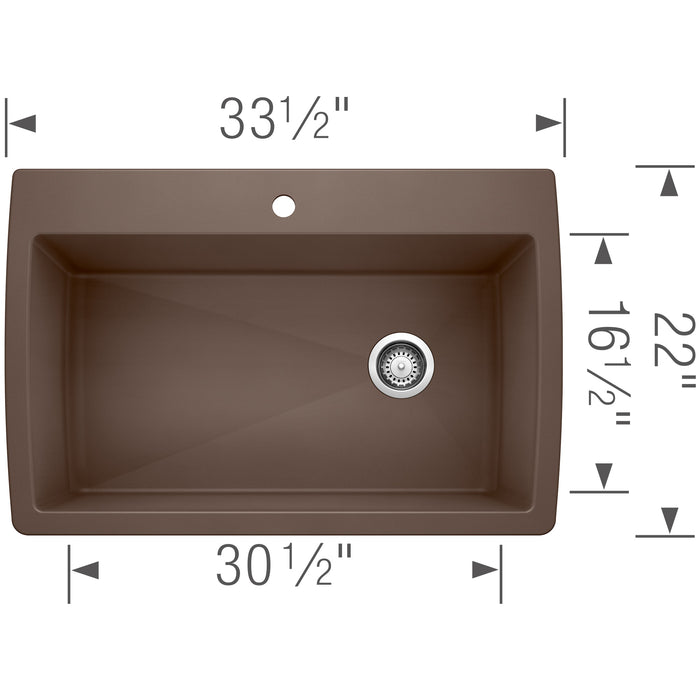 Blanco 440192 Diamond SILGRANIT 33.5" Super Single Dual Mount Kitchen Sink - Cafe