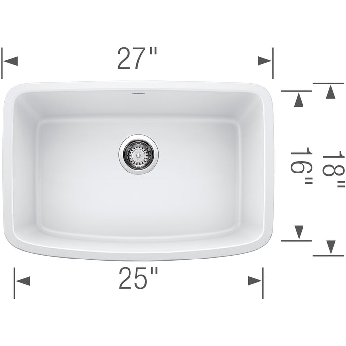 Blanco 442551 Valea SILGRANIT 27" Single Bowl Undermount Kitchen Sink - White