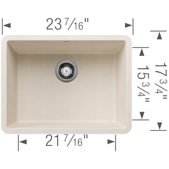 Blanco 527402 Precis SILGRANIT 24" Single Bowl Undermount Kitchen Sink - Soft White