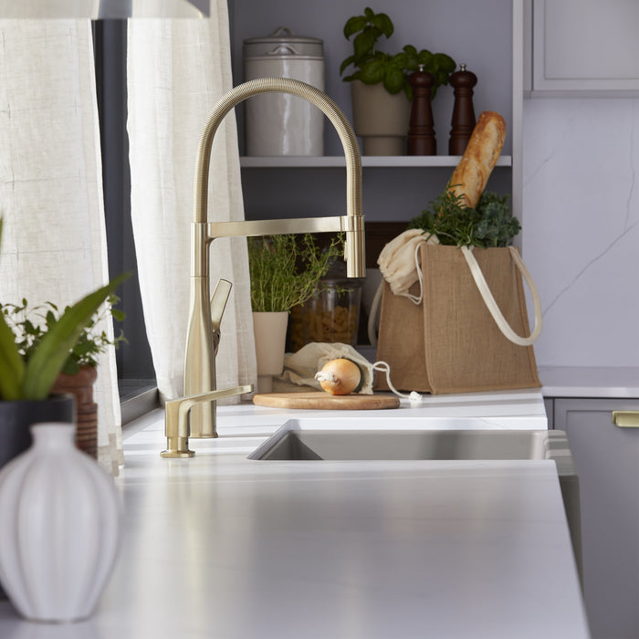 Blanco 442984 Rivana Semi-Pro Pull-Down Dual-Spray Kitchen Faucet - Satin Gold