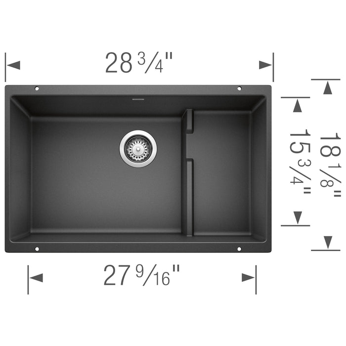 Blanco 519450 Precis Cascade SILGRANIT 29" Single Bowl Undermount Kitchen Sink in Anthracite