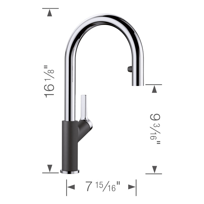 Blanco 526392 Urbena Pull-Down Dual-Spray Kitchen Faucet - Chrome/Anthracite