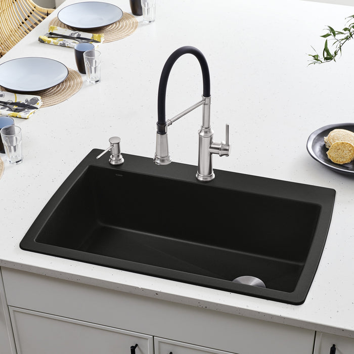 Blanco 442917 Diamond SILGRANIT 33.5" Super Single Dual Mount Kitchen Sink - Coal Black