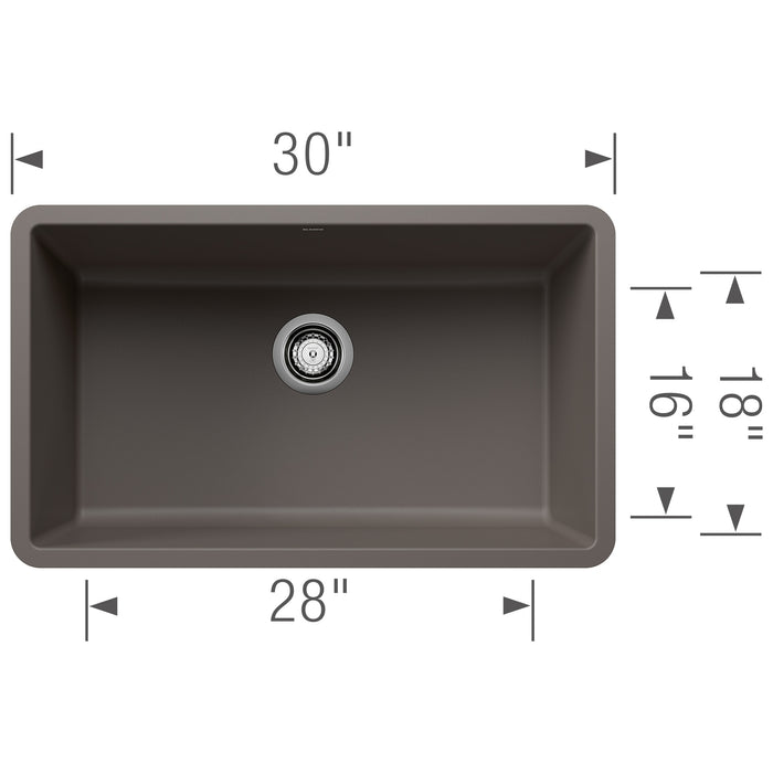 Blanco 443120 Precis SILGRANIT 30" Single Bowl Undermount Kitchen Sink - Volcano Gray