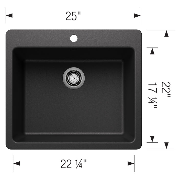 Blanco 443219 Liven SILGRANIT 25" Single Bowl Dual Mount Kitchen Sink - Anthracite