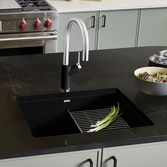Blanco 442928 Precis SILGRANIT 24" Single Bowl Undermount Kitchen Sink - Coal Black