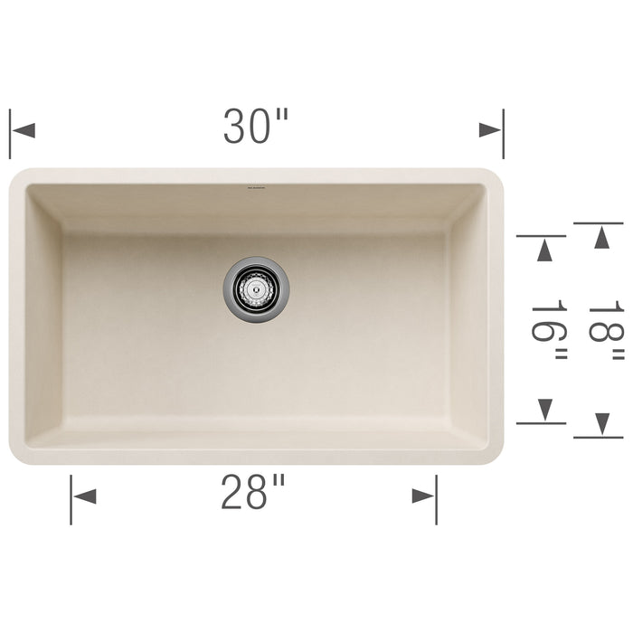 Blanco 443083 Precis SILGRANIT 30" Single Bowl Undermount Kitchen Sink - Soft White