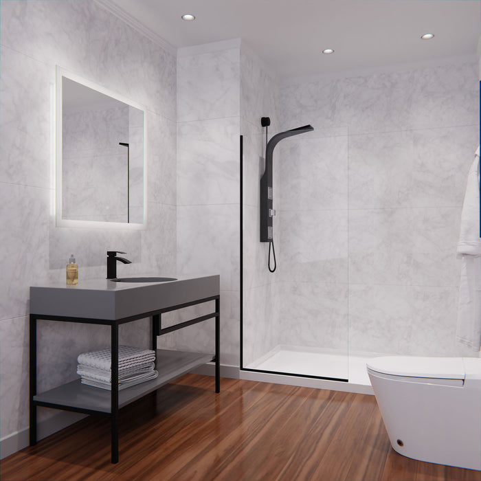 ANZZI SD-AZFL06001MB Veil Series 74" by 34" Framed Glass Shower Screen in Matte Black