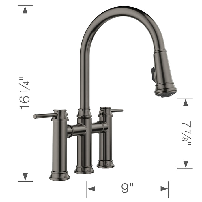 Blanco 443263 Empressa Pull-Down Dual-Spray Bridge Faucet - Satin Dark Steel