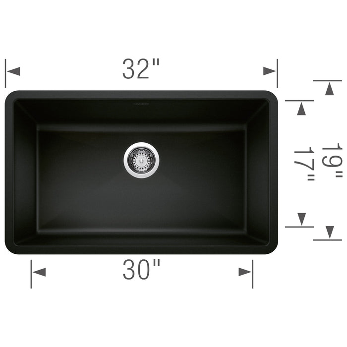 Blanco 442935 Precis SILGRANIT 32" Super Single Undermount Kitchen Sink - Coal Black