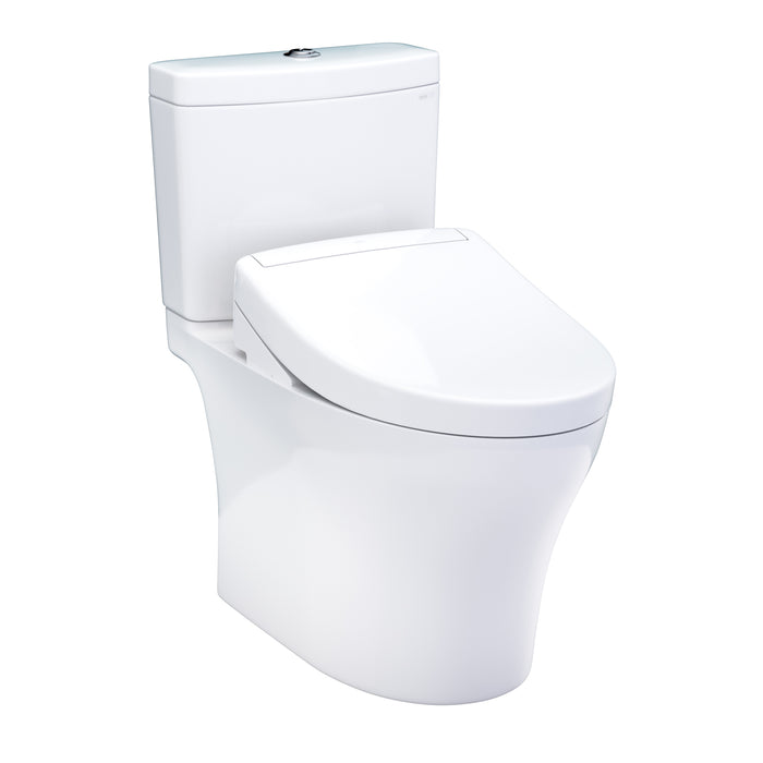 TOTO Washlet+ Aquia IV Two-Piece Elongated Dual Flush 1.28 and 0.9 GPF Toilet and Washlet S5 Bidet Seat, Cotton White - MW4463446CEMGN#01