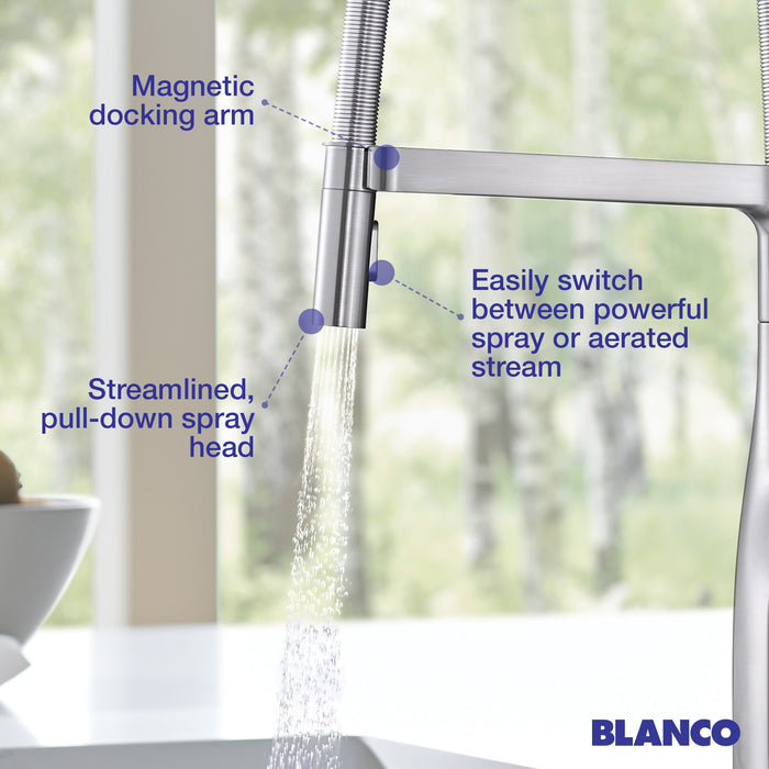 Blanco 442676 Rivana Semi-Pro Pull-Down Dual-Spray Kitchen Faucet - PVD Steel