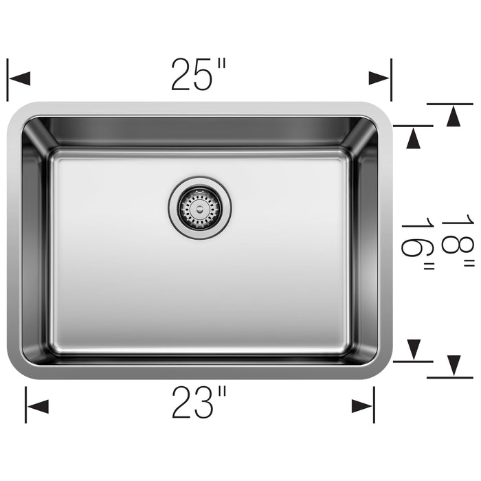 Blanco 442766 Formera 25" Single Bowl Undermount Stainless Steel Kitchen Sink
