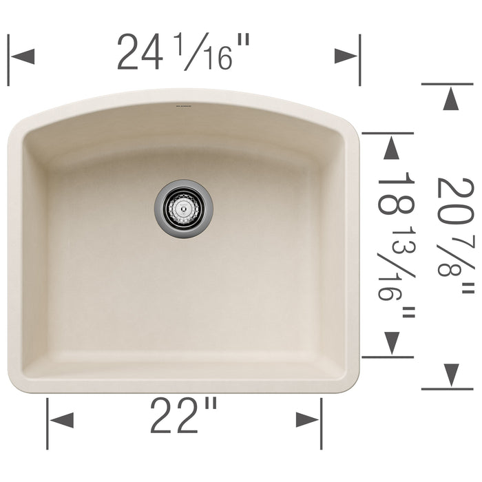 Blanco 443061 Diamond SILGRANIT 24" Single Bowl Undermount Kitchen Sink - Soft White
