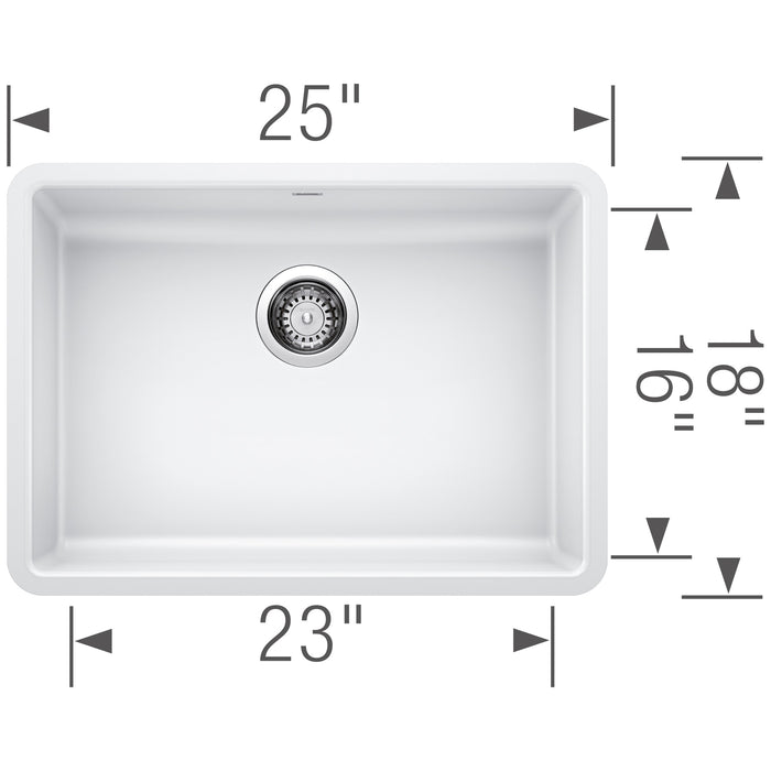 Blanco 442542 Precis SILGRANIT 25" ADA Single Bowl Undermount Kitchen Sink - White