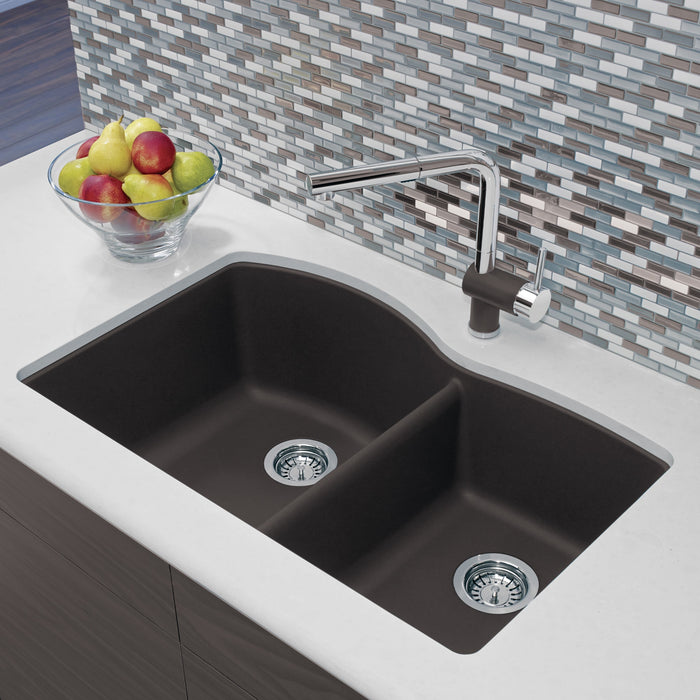 Blanco 440177 Diamond SILGRANIT 32" 60/40 Double Bowl Undermount Kitchen Sink - Cafe