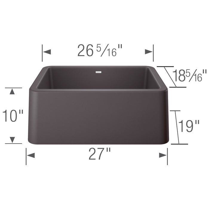 Blanco 402315 Ikon SILGRANIT 27" Single Bowl Apron-Front Farmhouse Sink - Cinder