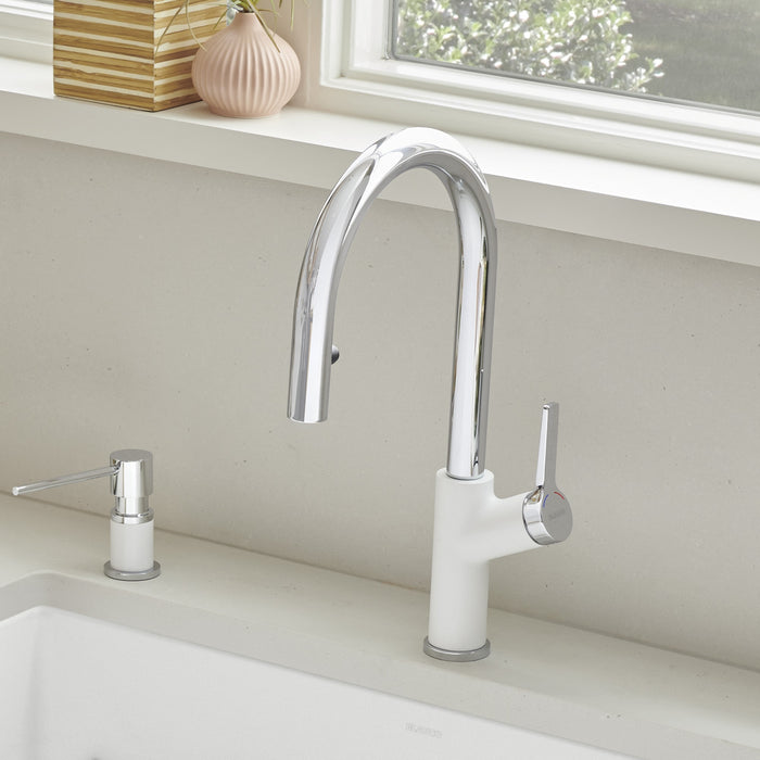 Blanco 526391 Urbena Pull-Down Dual-Spray Kitchen Faucet - Chrome/White