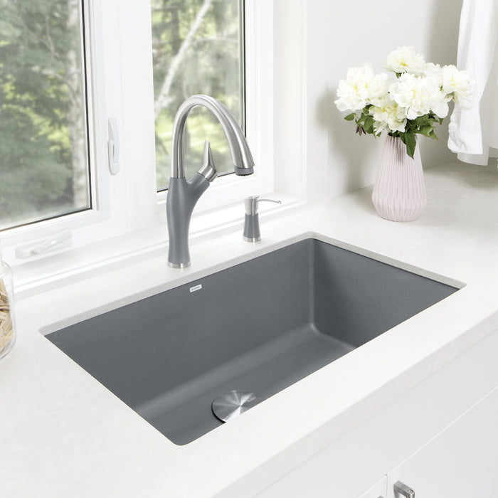 Blanco 440148 Precis SILGRANIT 32" Super Single Undermount Kitchen Sink - Metallic Gray