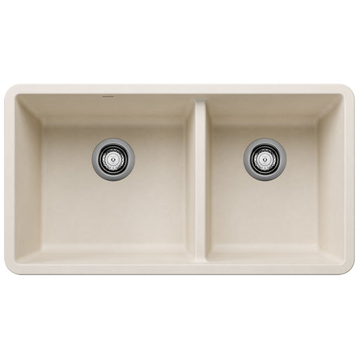 Blanco 443081 Precis SILGRANIT 33" 60/40 Double Bowl Undermount Kitchen Sink - Soft White