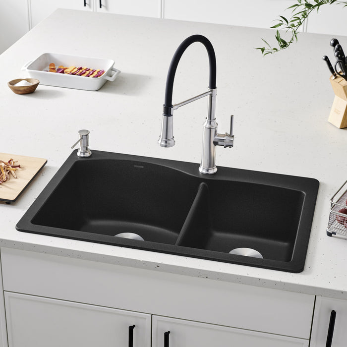 Blanco 440215 Diamond SILGRANIT 33" 60/40 Double Bowl Dual Mount Kitchen Sink - Anthracite