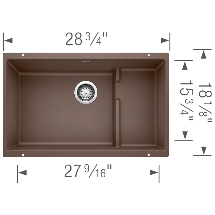 Blanco 519457 Precis Cascade SILGRANIT 29" Single Bowl Undermount Kitchen Sink in Cafe