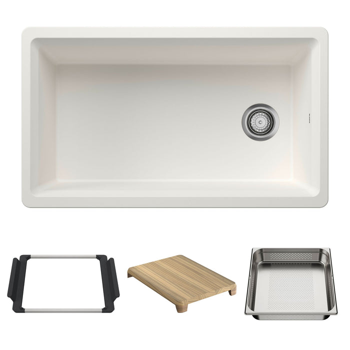 Blanco 443314 Inteos SILGRANIT 33" Single Bowl Reversible Undermount Workstation Kitchen Sink - White