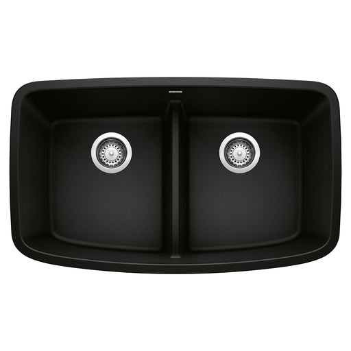 Blanco 442940 Valea SILGRANIT 32" 50/50 Double Bowl Undermount Kitchen Sink with Low Divide - Coal Black