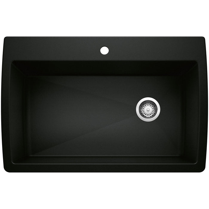 Blanco 442917 Diamond SILGRANIT 33.5" Super Single Dual Mount Kitchen Sink - Coal Black