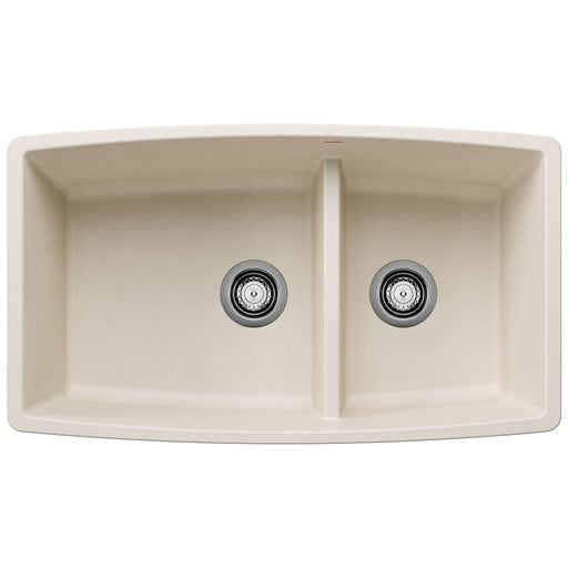Blanco 443088 Performa SILGRANIT 33" 60/40 Double Bowl Undermount Kitchen Sink with Low Divide - Soft White