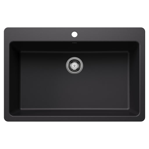 Blanco 443194 Liven SILGRANIT 33" Super Single Dual Mount Kitchen Sink - Coal Black