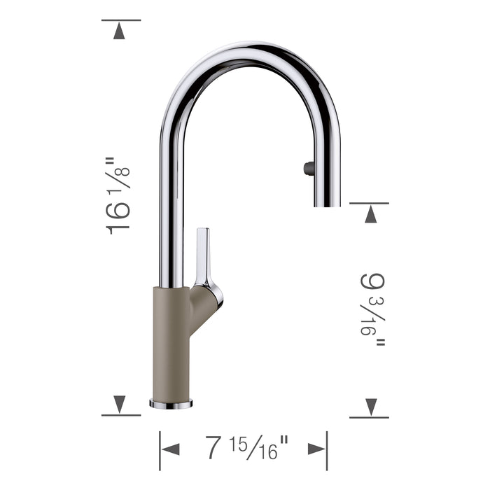 Blanco 526397 Urbena Pull-Down Dual-Spray Kitchen Faucet - Chrome/Truffle